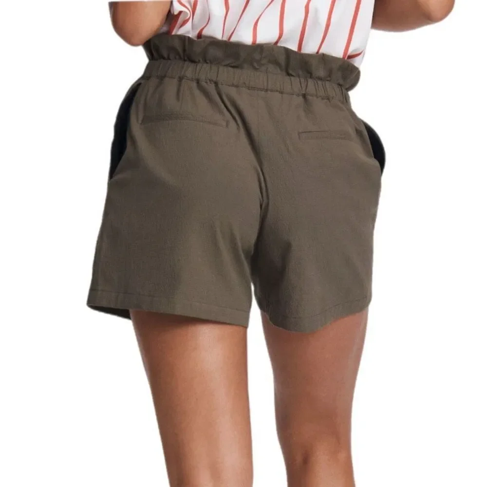 NWT Rag & Bone Camille Paper bag waist seersucker shorts in olive Size 10